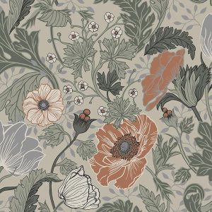 Grey Anemone Floral Wallpaper - Soft Neutral Tones & Botanical Design for Bedrooms